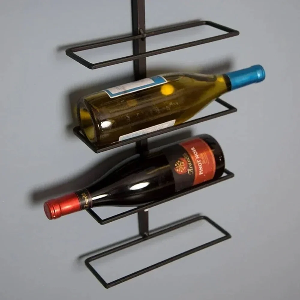Modern Gray/brushed silver tone Metal Wall-Mounted Wine Rack